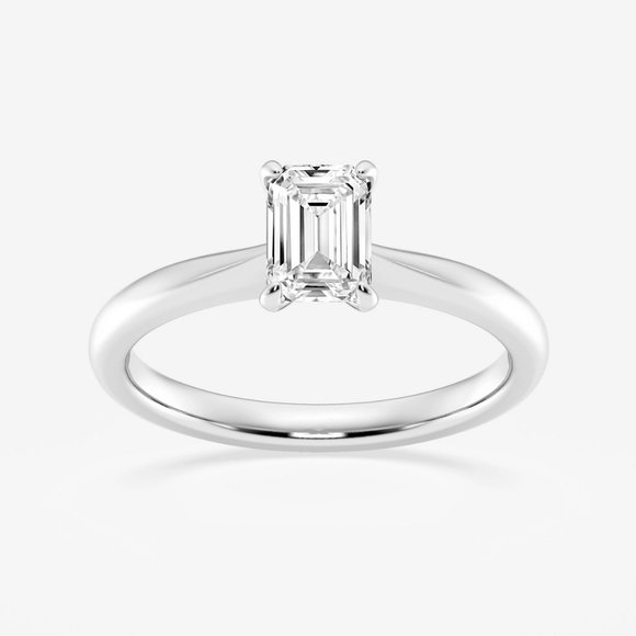 3/4 ctw Emerald Lab Grown Diamond Petite Solitaire Engagement Ring - Picture 1 of 6
